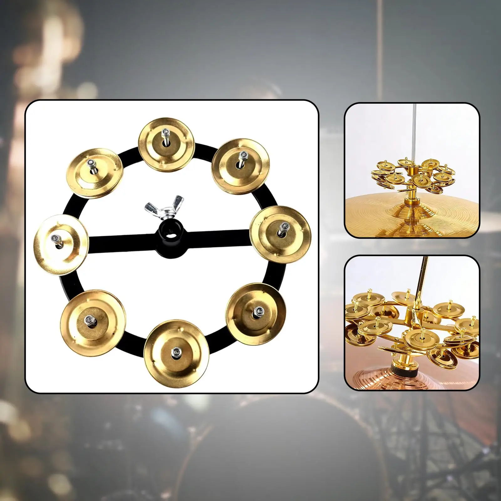 Zinc Alloy Hi Hat Tambourine for Drums Mountable Sturdy Percussion Music Instrument for Stage Performances