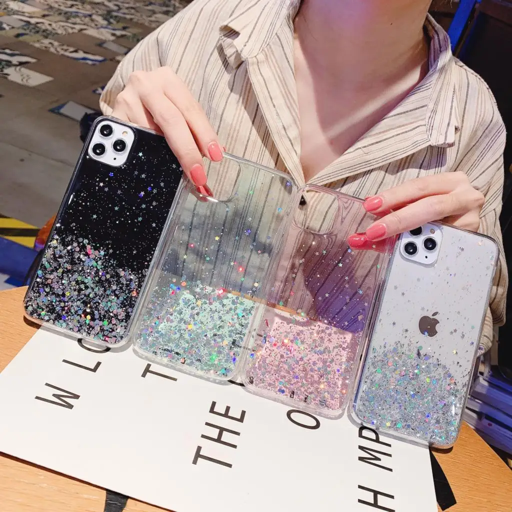 Glitter Transparent Silicone Phone Case For Honor X50i X40 X9a X40i X7 X30i X8 X9 X30 X7a 60 50 70 80 90 Lite Epoxy Phone Cover