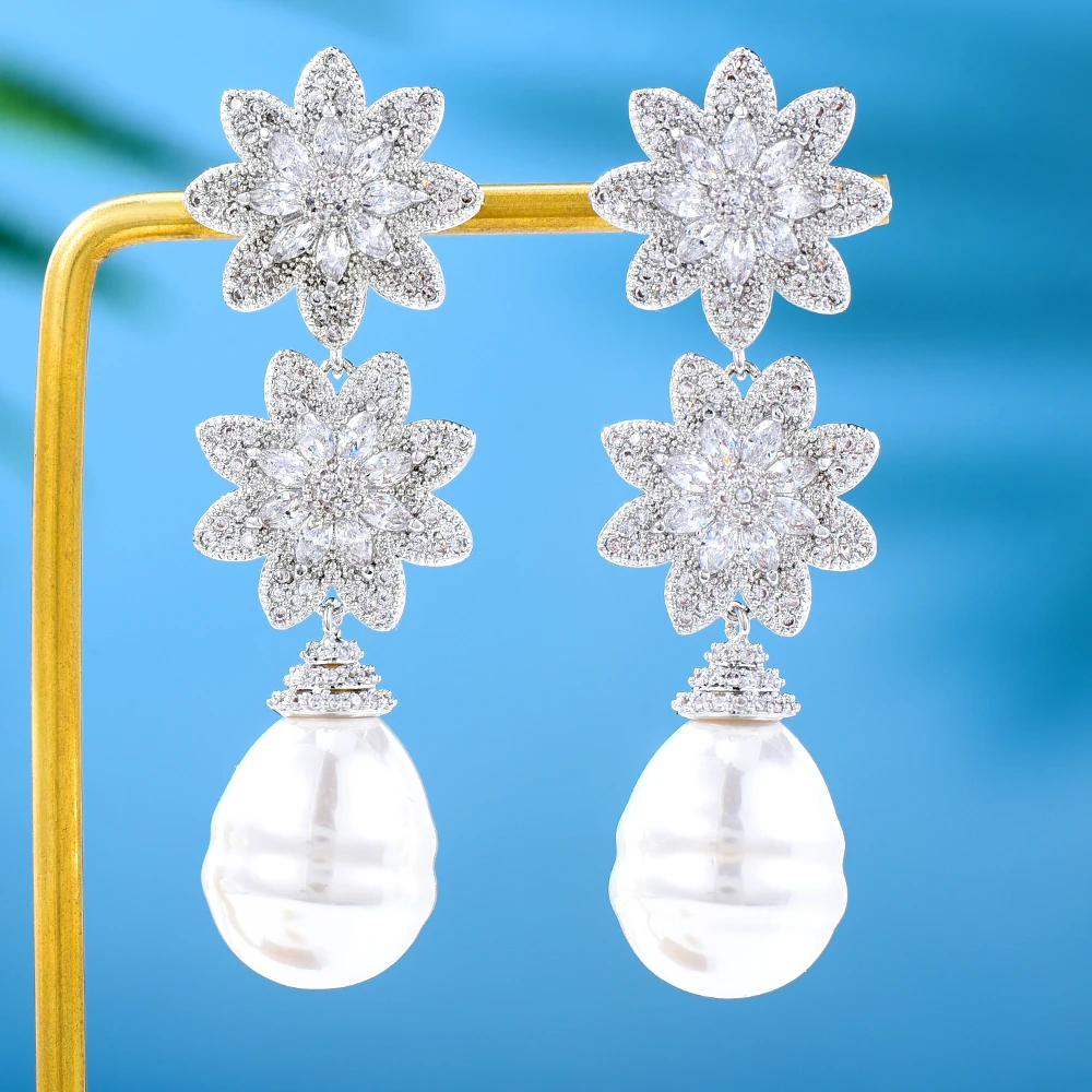 

Missvikki New Personality Girl Rhinestone Pearl Dangle Earrings Women's Elegant Temperament Jewelry Accessories High Quality