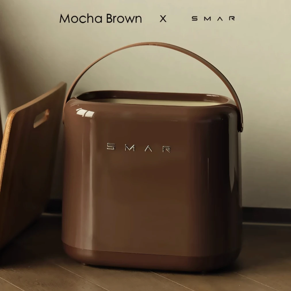 Mocha Brown Garbage Bin Household Kitchen Living Room Bathroom Bedroom OfficeHandheld Trash Can Room Tea Room Hotel Storage Bin