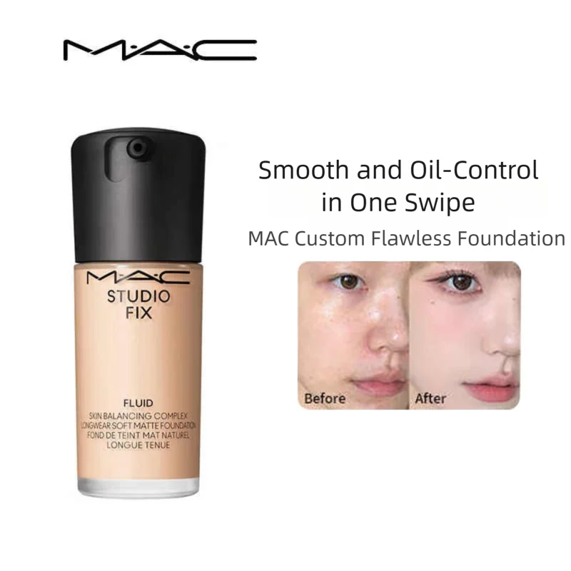 Base de Maquillaje MAC Studio Fix Fluid 30ml 24HR Mate Control de Grasa | maquillaje facial | Tonalidades: N12/NC12/NC15/N18