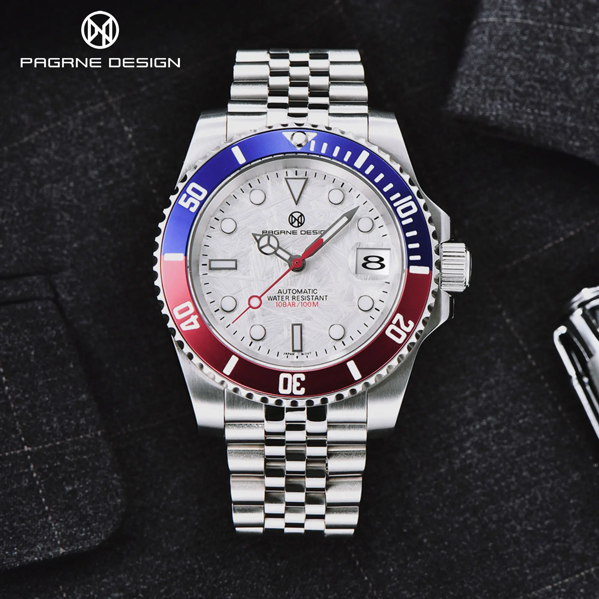 PAGRNE DESIGN New Luxury Business Men's Automatic Mechanical Watch 41mm NH35 Sapphire Stainless Crystal Steel Waterproof 10Bar