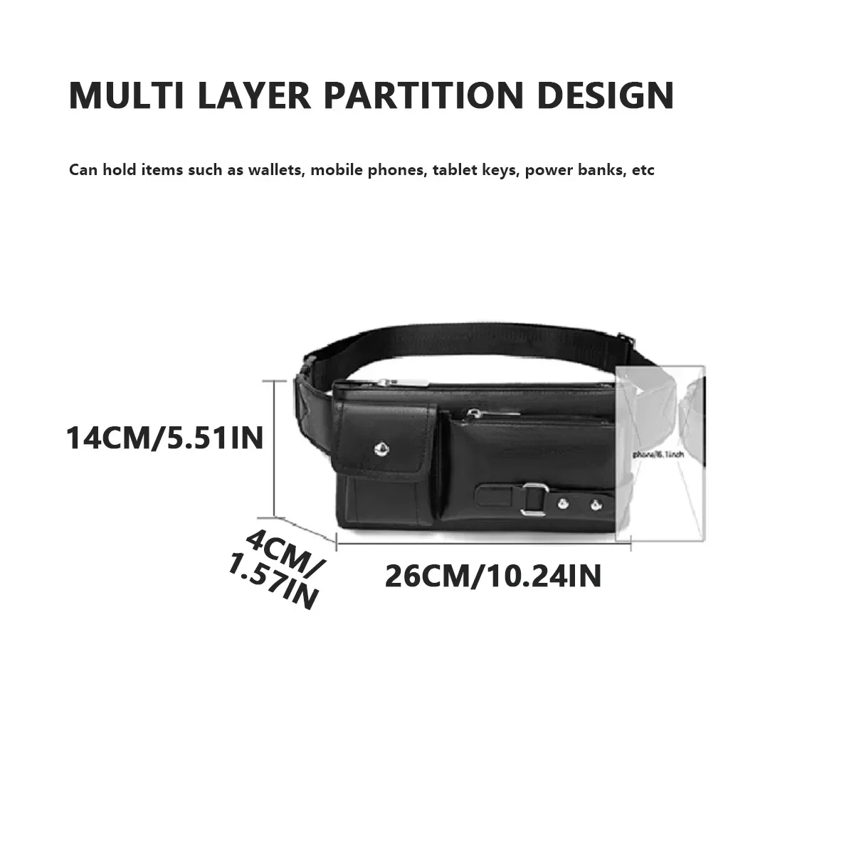 Leather waterproof material made of sports and fitness fanny packs invisible belt anti-theft cell phone fanny packs