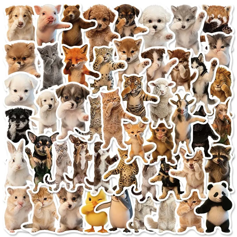 

50Pcs Funny Cat Stickers Cute Animals Decals For Laptop Scrapbook Luggage Guitar Helmet DIY Graffiti Aesthetic Stickers