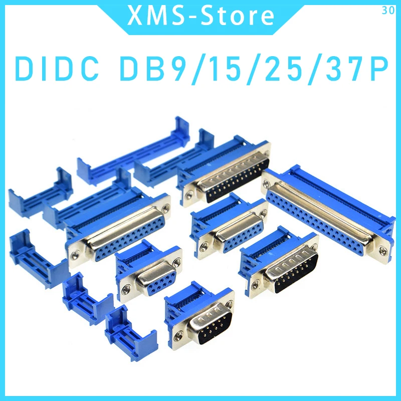 

2PCS D-SUB DIDC 9 15 25 37Pin DB9 DB15 DB25 Male Female Head line pressing type connector D SUB DIDC-9P 15P 25P Connector