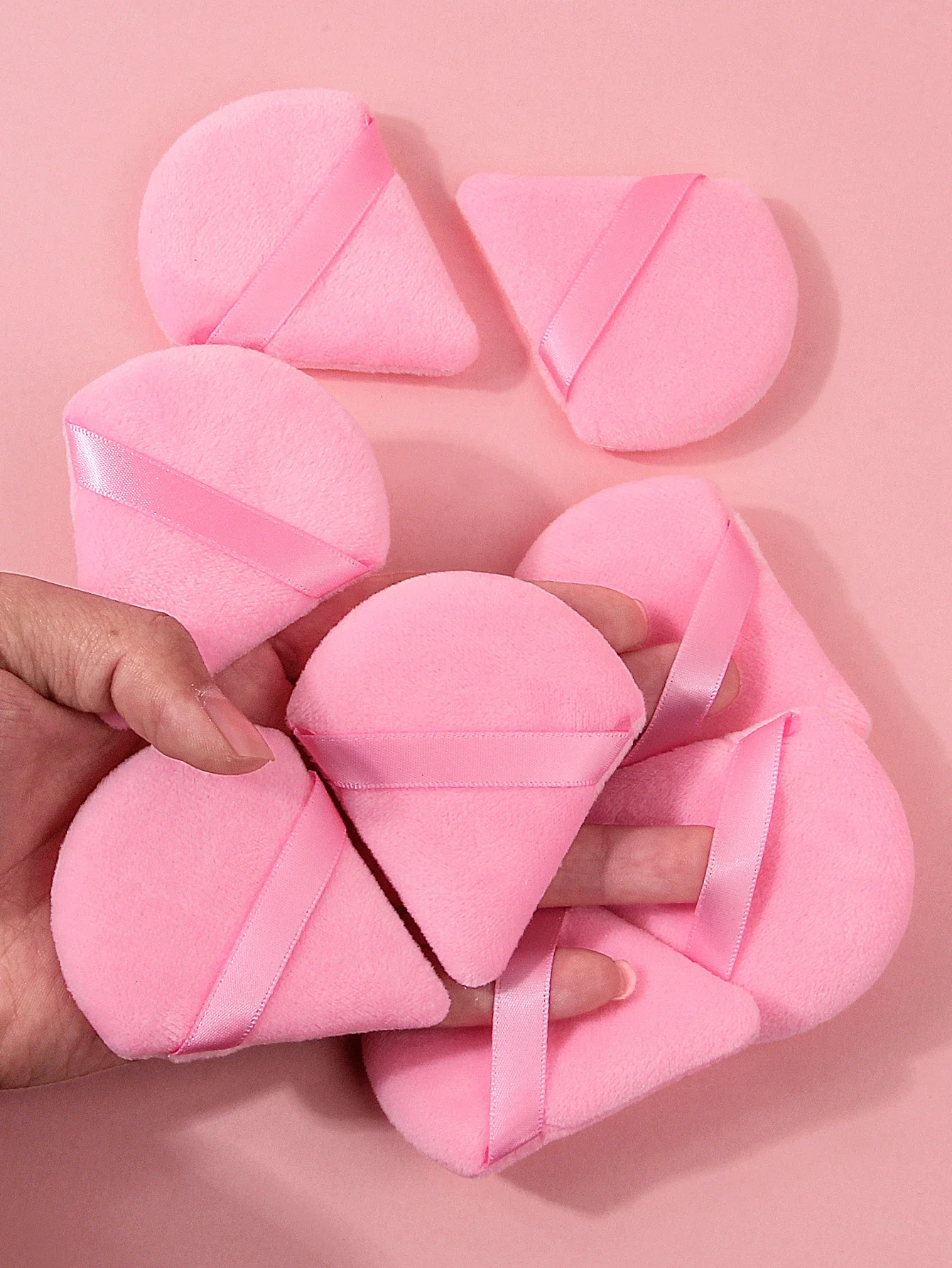 Conjunto de sopro de pó de 15 unidades - Esponja triangular reunida para pó solto/prensado, aplicadores ultrassom macios para rosto e olhos