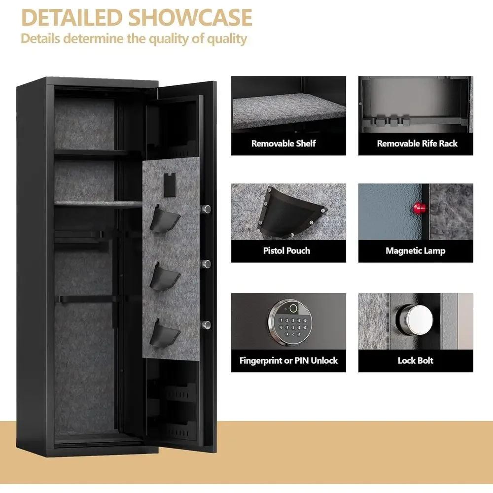Adjustable Shelf Gun Cabinet for Rifles, Pistols, and Shotguns - 1 Pack