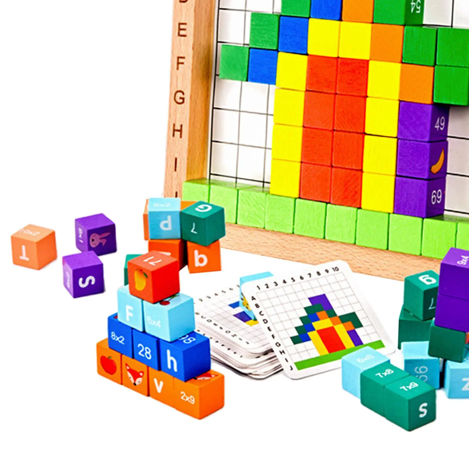 Wooden Building Blocks Color Sorting Square Cube Blocks for Coordination