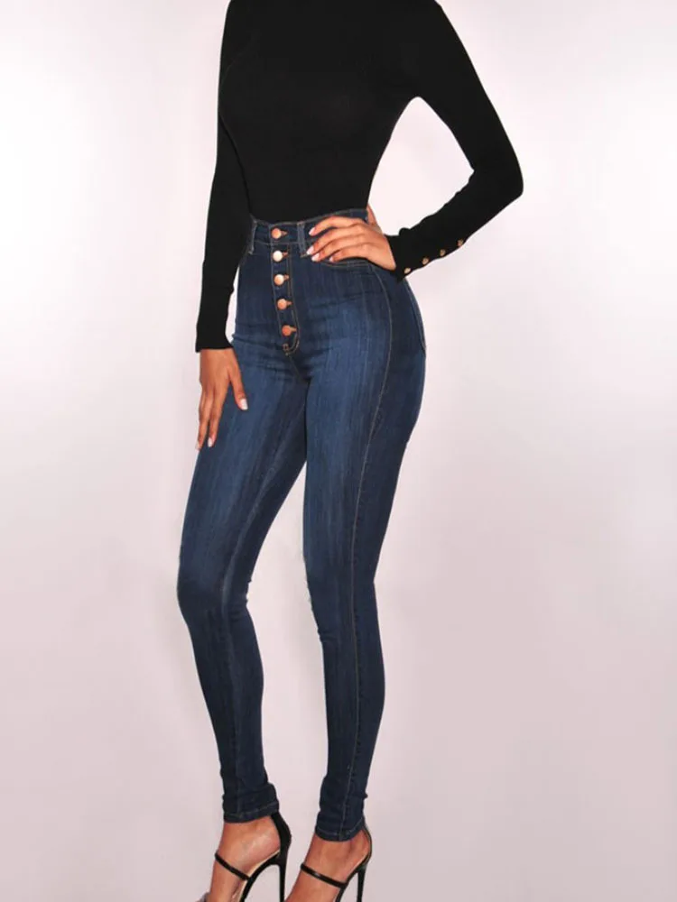 High Waist Sexy Stretch Slim Fit Jeans for Women - Elastic Skinny Denim Pants with Feminine Charm