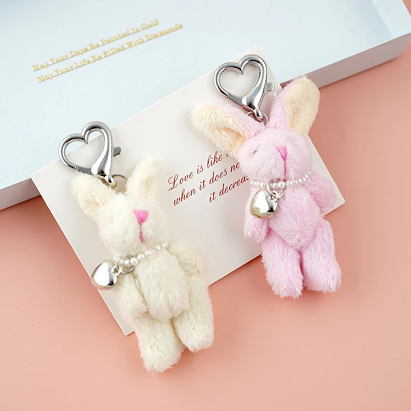 Cute Rabbit Dolls Keychain Bunny Heart Key Chain Korean INS Punk Bag Decoration Y2K Fashion Jewelry Pendant Accessories Gift