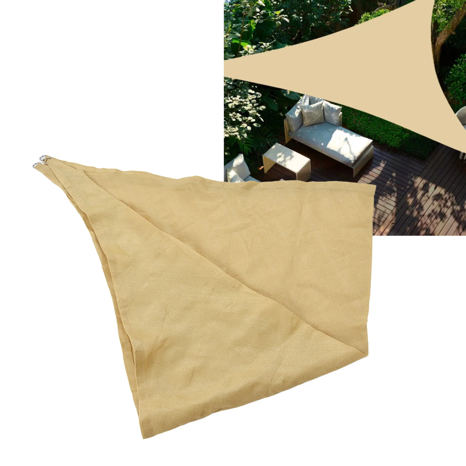 3x3x3m Canopy Sun Shade Sail HDPE Triangle Canopy UV 3x3x3 Meter Beige for Garden Pool Sunshade Sail