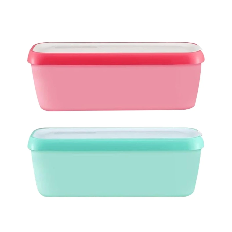 

2PCS Convenient Ice Cream Tub Stylish Ice Cream Jar Versatile Yogurt Container with Lids Rectangular Gelatos Freezer Box