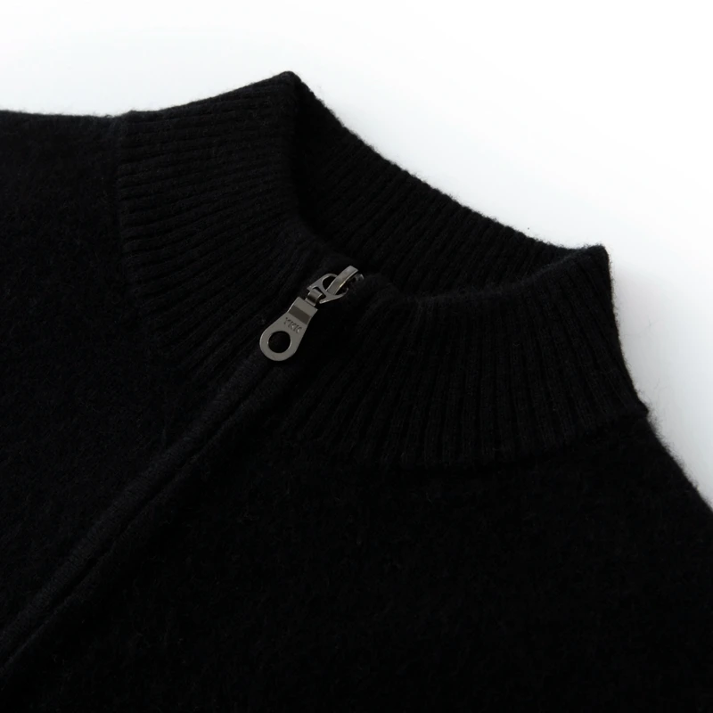 CHICUU Men's 100% Cashmere Sweater Zipper Pullover Mock Neck Long Sleeve Basic Cashmere Knitwear Autumn Winter Clothing Tops