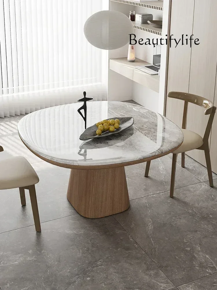 N طاولة طعام رخامية طاولة طعام منزلية حديثة وبسيطة من حجر الكريستال الفائق طاولة مستديرة إيطالية ثمانية طاولة خالدة