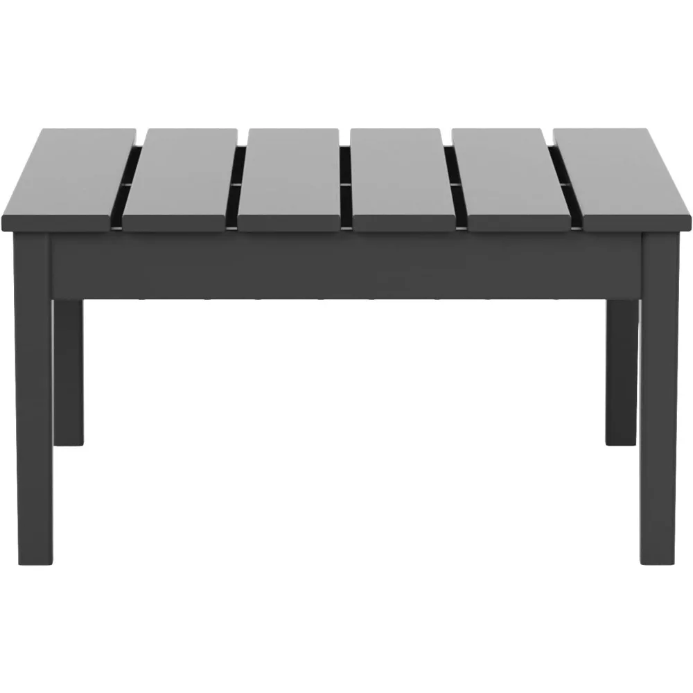 Outdoor Coffee Table, 32 Inch All Weather Poly Lumber  Patio Coffee Table Square Low Table, Gray
