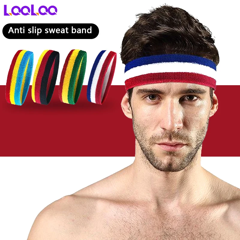 1 Pcs Sweatbands ,Sports Headband and Wristbands  Colorful Cotton Striped Sweatband Set American Flag Style for Men and Women