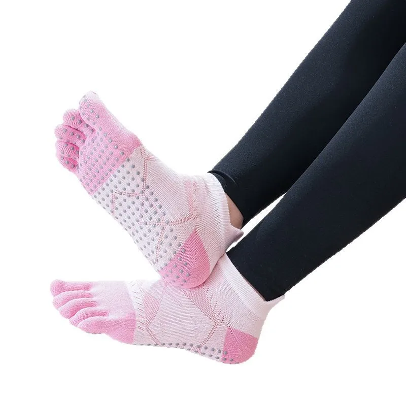 5 pares de calcetines de Yoga de cinco dedos gruesos de algodón peinado antideslizantes calcetines deportivos con punta abierta que absorben el sudor calcetines con punta para mujer