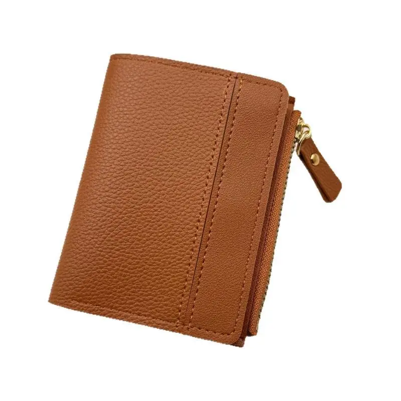 /Vly/Solid Color PU Leather Small Wallet For Short Simple Women's Purse With Buttons Ultra Thin Credit Card Bag Coin Purse 1PC