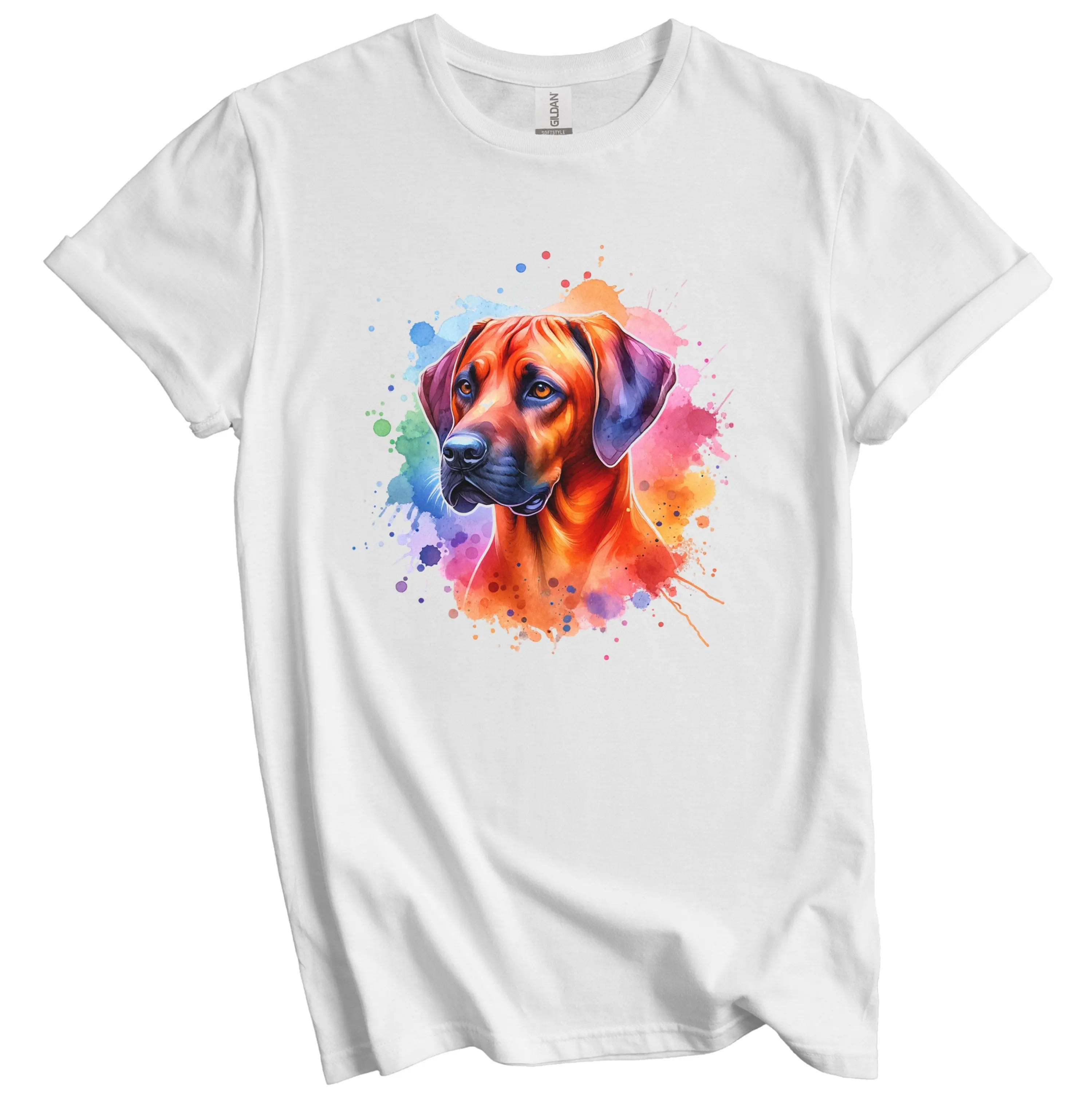 Rhodesian Ridgeback T Shirt Rainbow Watercolor Portrait Dog Lover Mom