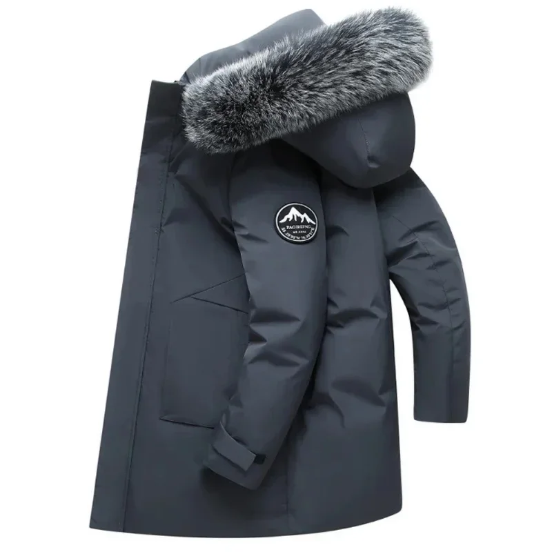 Jaqueta casacos dos homens longo à prova de vento quente pato branco para baixo jaqueta com capuz parka homem inverno casaco puffer jaqueta roupas masculinas