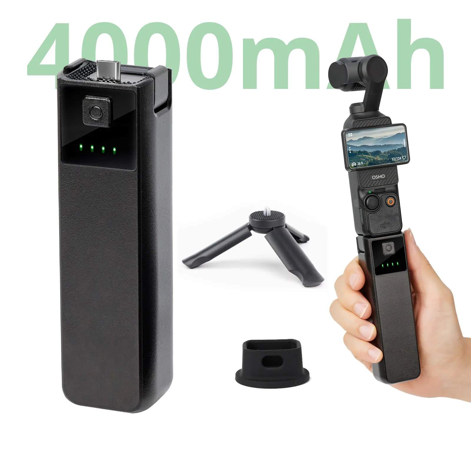 مقبض بطارية عالي السعة لـ Osmo Pocket 3 بطارية إضافية مدمجة 4000 مللي أمبير في الساعة DJI Osmo Pocket 3 ملحقات بديلة أصلية