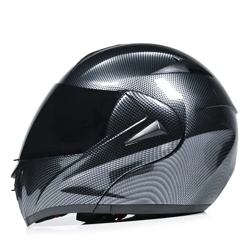 Racing Motocross Helmets Dual Lens Carbon Helmet Motorcycle Helmet Full Face Helm Safe Flip Up Cascos Para Moto Dual Visor