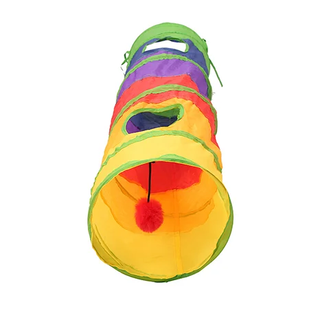 

Wholesale Sustainable Indoor-Outdoor Rainbow Pop-Up Portable Cat and Puppy Play Tunnel Easy Folding PET Tunnel