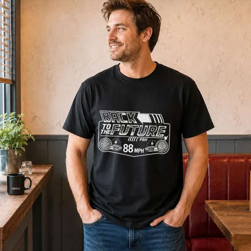Back To The Future T‑Shirt Biff's Automotive Detailing Print Tees 0814 Hill Valley DeLorean 88MPH Time Machine Short Sleeve Tops