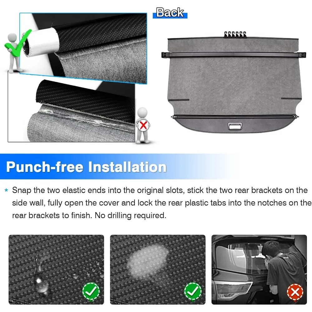 غطاء صندوق السيارة قابل للسحب لتضاريس تشيفي إكوينوكس/جي إم سي، حماية لأمتعة البضائع في جميع الأحوال الجوية