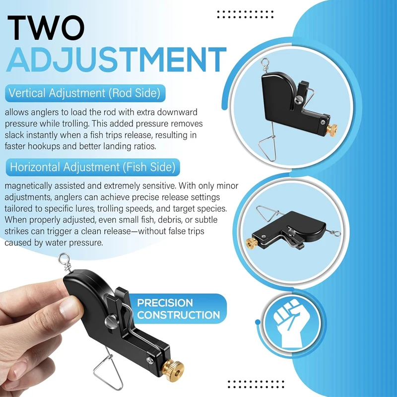 

Two Adjustment Design 107 Downrigger Release,Adjustable 0–4.5 lb Tension, Vertical & Horizontal Adjustments for Trolling Fishing