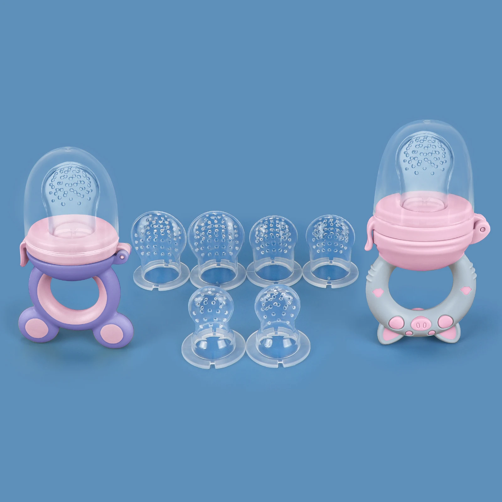 

TYRY.HU 8pcs/set 6-36 months Silicone Fruit & Vegetable Feeder for Infants and Toddlers Food Grade Teething & Feeding Pacifier