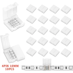10pcs LED Strip Connector 8mm 10mm 2 Pin 4 Pin 3528 5050 RGB Single Color Solderless PCB Board Wire Free Welding Connectors