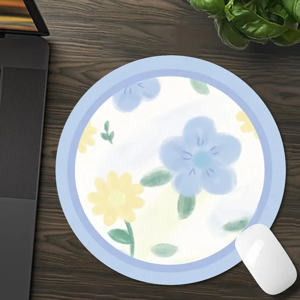 

Cool flowers Mouse Pad round mouse pad Non-slip rubber sole waterproof design Office games universal computer desk RUG