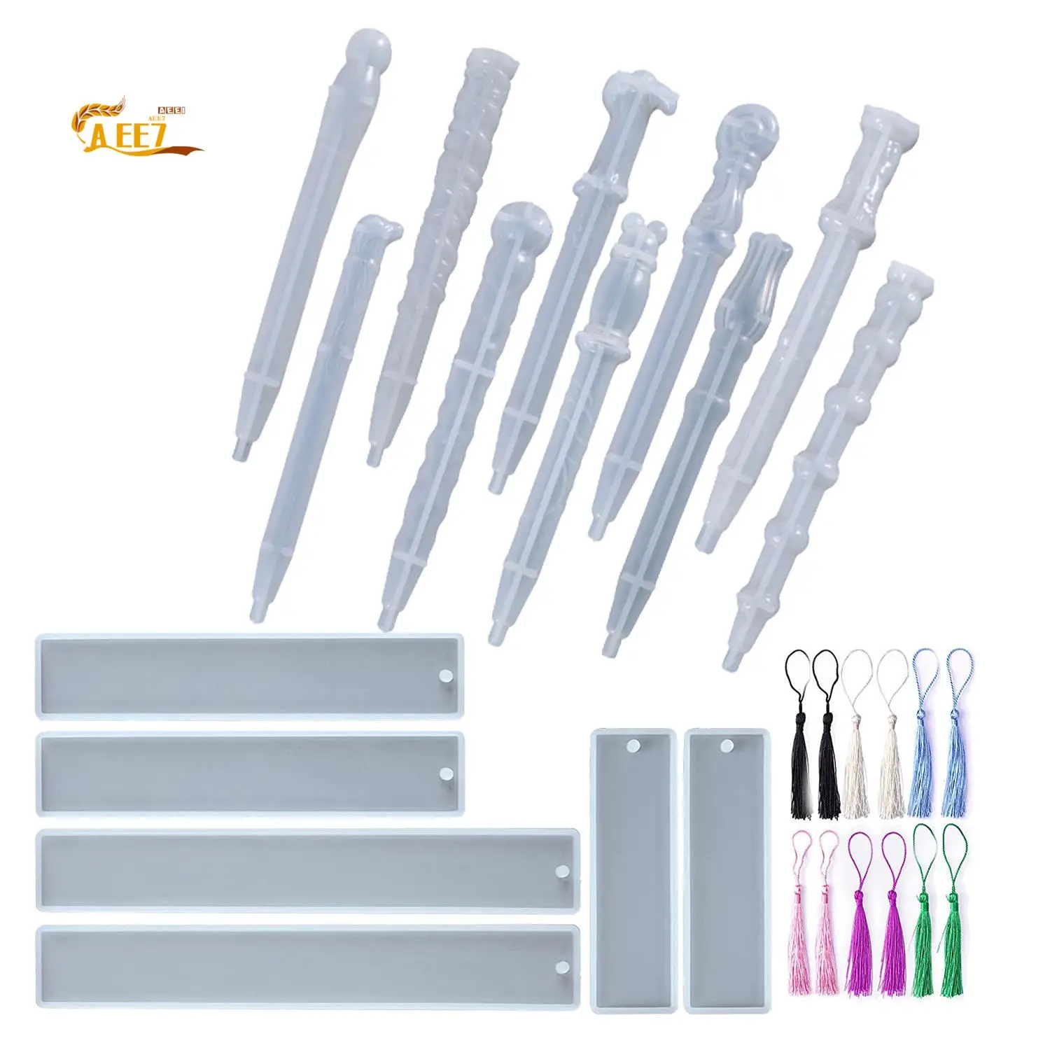 AEE7-Silicone Molds For Resin, Epoxy Molds With 10Pcs Resin Pen Molds, 6Pcs Bookmark Resin Molds For DIY Crafts, Gifts