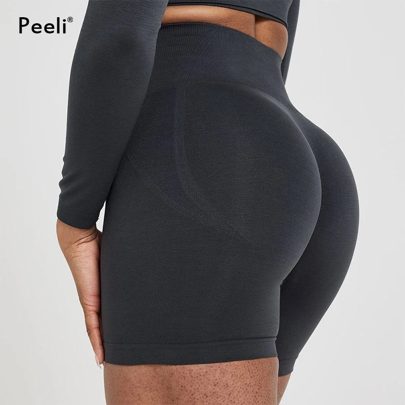 Bez wysiłku bezszwowe spodenki damskie wysokiej talii spodenki gimnastyczne do ćwiczeń Scrunch Butt spodenki do jogi sportowe obcisłe spodenki do biegania Booty Biker Short