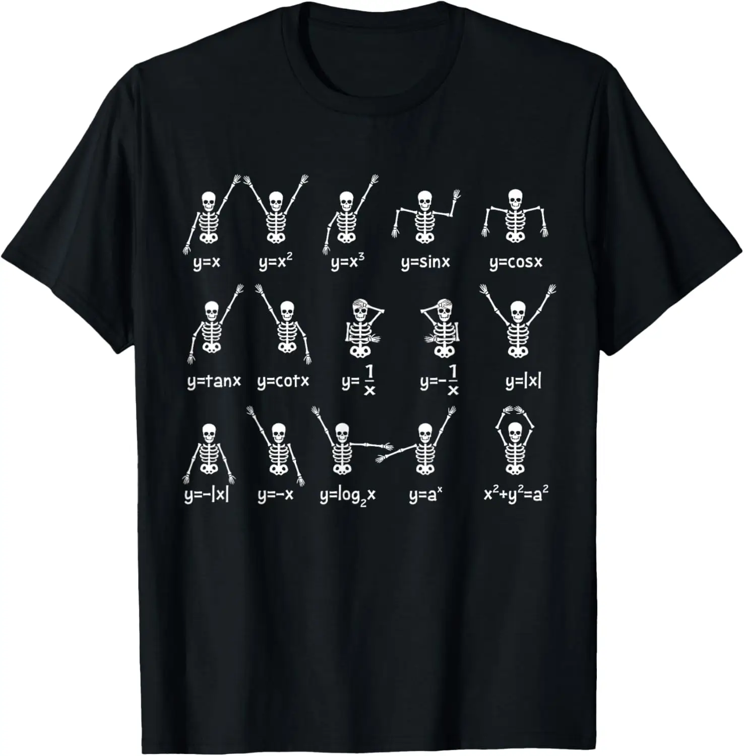 Skeleton Dance Figures Equation Math Teacher Halloween T-Shirt