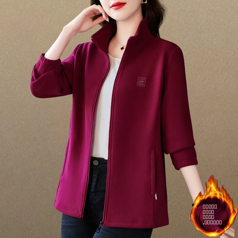 

Модная универсальная женская бархатная куртка на осень-зиму, повседневная, с воротником-стойкой, для молодых мам, утепленная, на молнии, с длинными рукавами