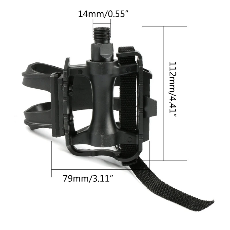 Bike Pedals with Clip & Straps Bicycles Toe Clip Cage Indoor Exercise Spin Bike Pedals for Fitness Indoor Exercise Bikes