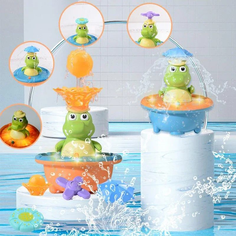 Jouets de bain pour tout-petits-fontaine Crocodile lumineuse avec 4 Modes de pulvérisation, jouet de bain en plastique ABS pour salle de bain et piscine