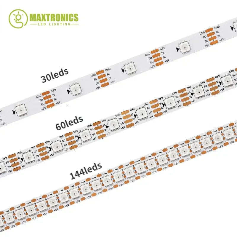 LED 스트립 RGB 풀 컬러 개별 주소 지정 가능 단일 제어 브레이크 포인트 재개, DC5V, WS2813, 30, 60, 144 픽셀, LED, M 테이프 라이트