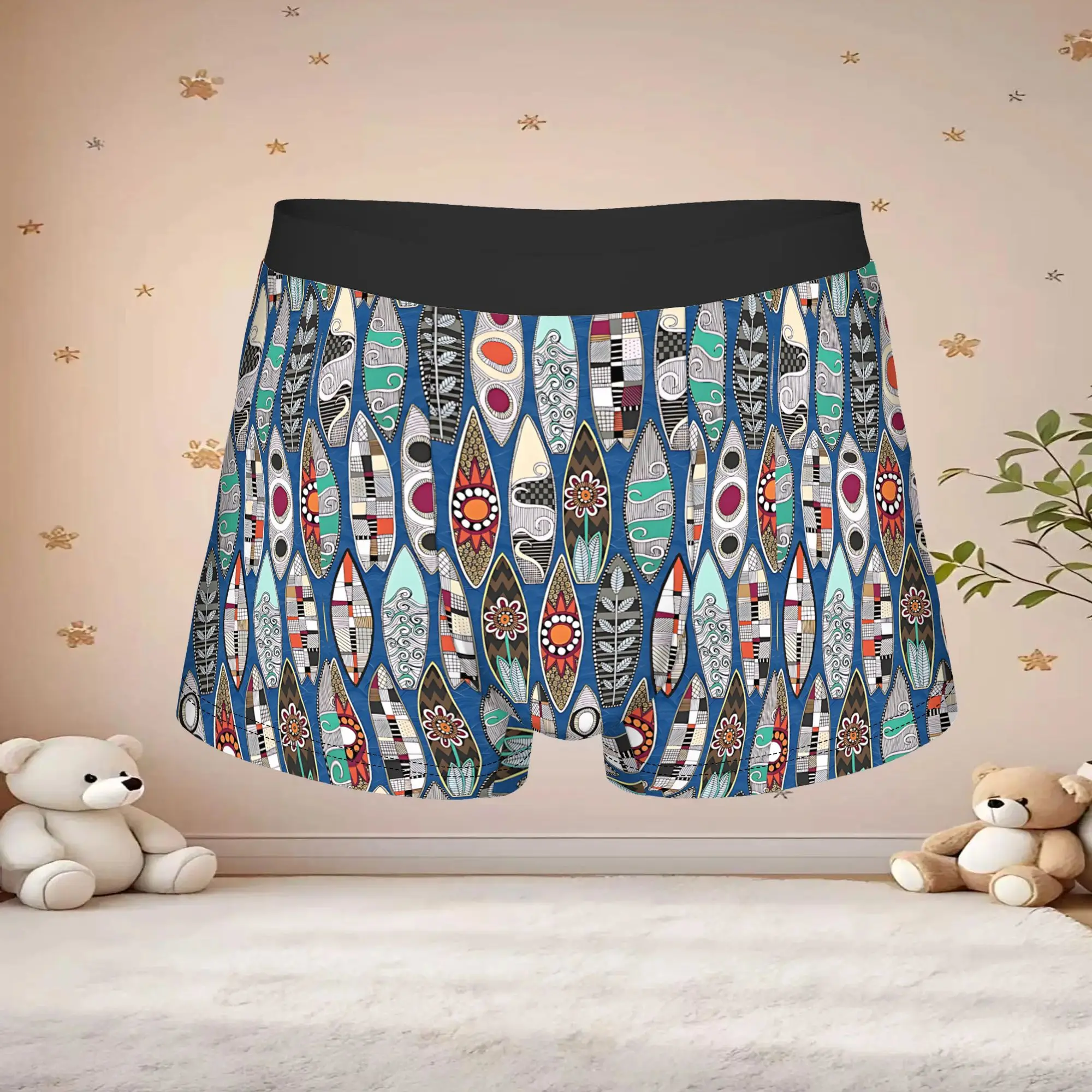 1pc Popular Surfboards Blue boxers  Novelty Panties Men's Underwear Comfortable Shorts Boxer Briefs