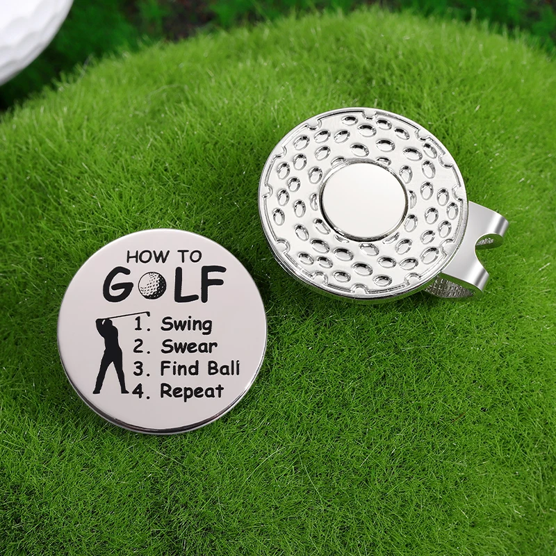 Golf Marker with Magnetic Hat Clip Golf Novelty Gift Magnetic Clip Sliver Color Baseball Cap Clip Golf Training Aids Accessories