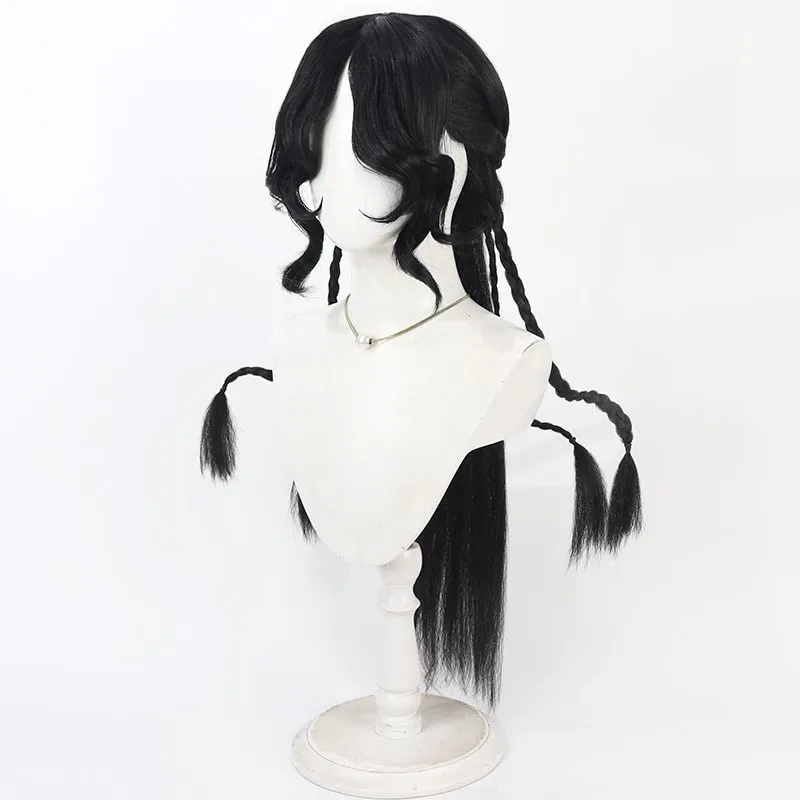 Bubuwig Synthetic Hair Fiona Gilman Cosplay Wigs With Buns Identity V Fiona Gilman 80cm Long Straight Black Wig Heat Resistant