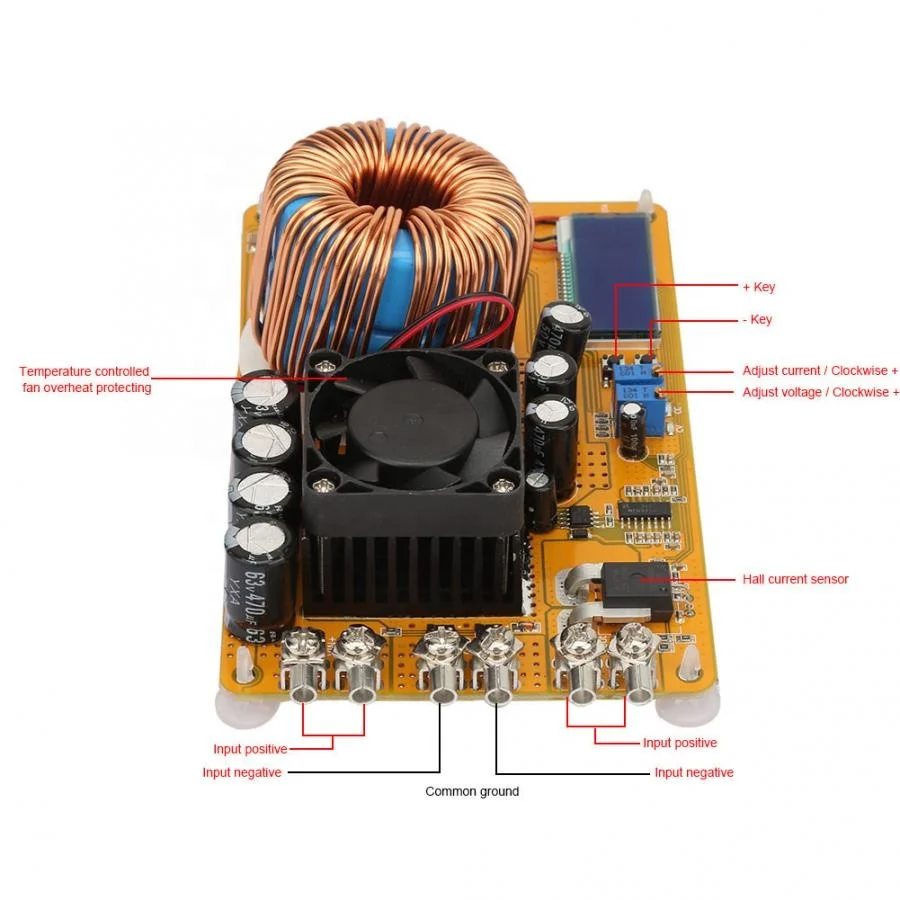 50A 8-40V to 0-32V Adjustable DC Converter Step-down Power Supply Module view 5