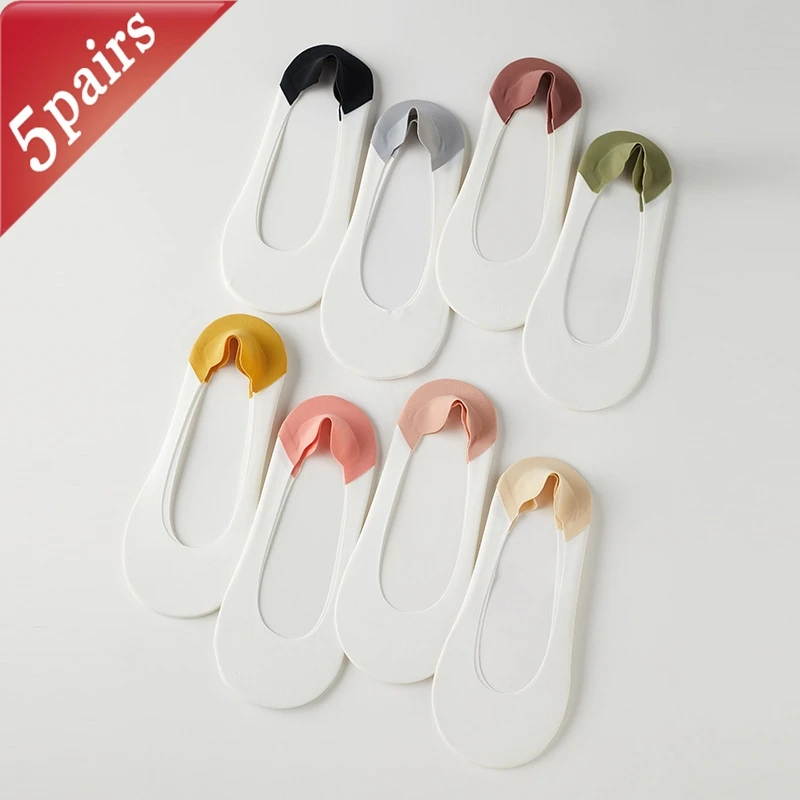 

5 Paris Women's Socks Summer Breathable Sweat Absorbing Ice Silk Ankle Socks Simple Color Matching Comfortable Invisible Socks