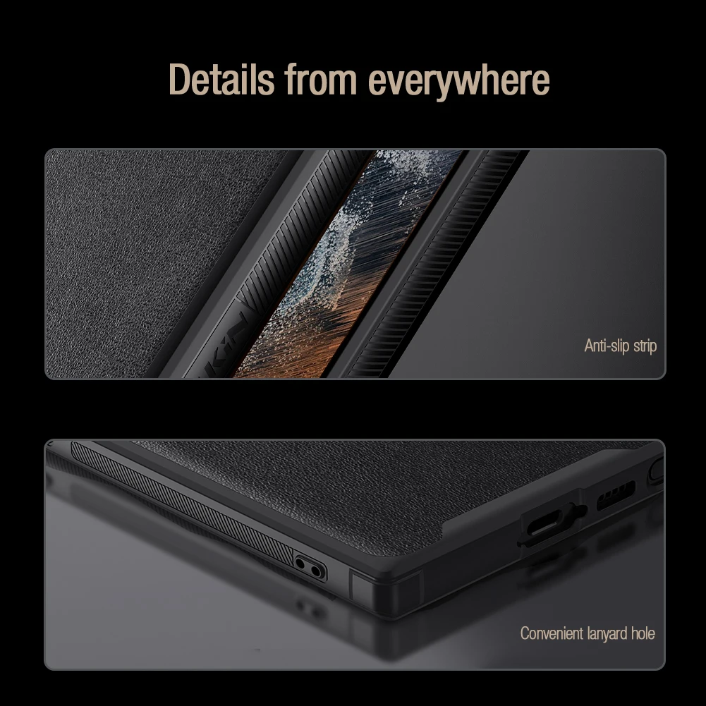 NILLKIN For Samsung Galaxy S23 Plus Ultra 5G Case Camshiled Leather Back Cover Slide Lens Camera Protection for S23 Plus Ultra