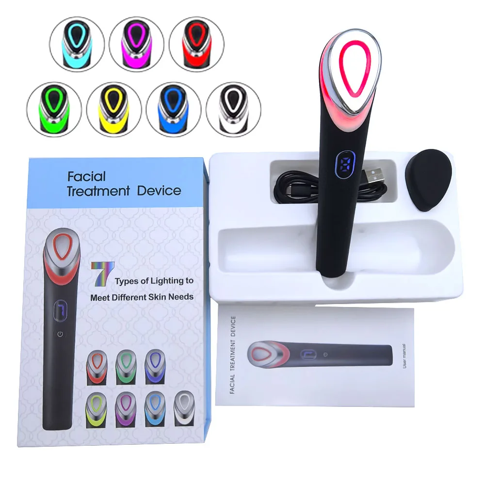 NEU Booster Pro LED-Gesichtslichttherapie, 7 Farben, Augenschönheitsstab, rotes Licht, Augenmassagegerät für die Hautpflege und blaues Verjüngungswerkzeug