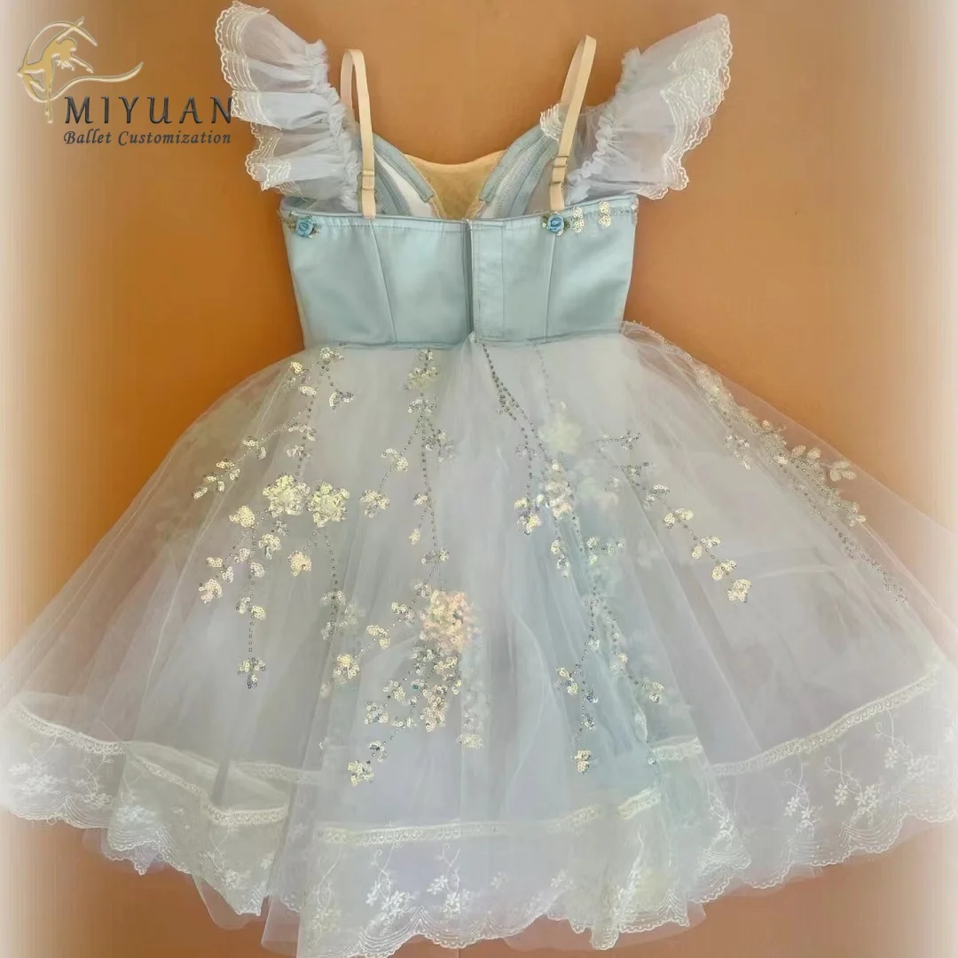 Robe de Ballet Bleu Ciel pour Fille, Tenue de Performance Professionnelle, Clara Variations, Gobelia Variations, de Compétition