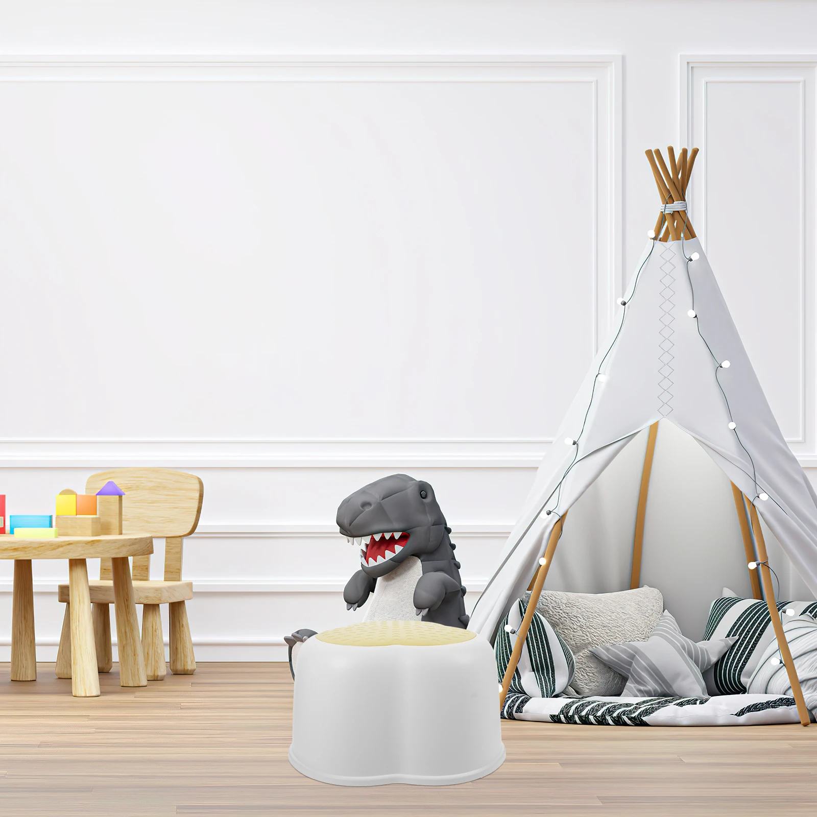 Non slip Kids Stool PP Material Lightweight Practical Good Texture Load Bearing Safe Stylish Versatile Living Room