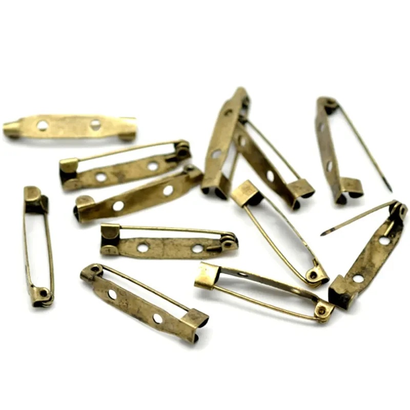 

500Pcs Bronze Tone 2 Holes Alloy Brooches Back Bar Pins Jewelry DIY Findings 31x6mm